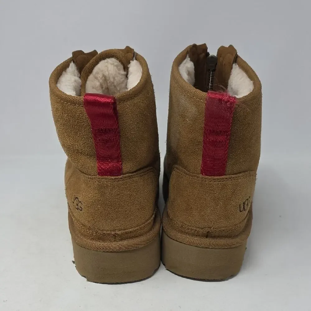 UGG Tan Suede Zip-Up Boots Platform Chesnut Women's Size 11